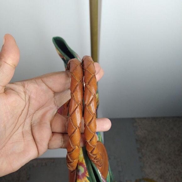 Nordic House Designs Nyc Fall Coated Canvas Tote Bag Leather Handles Grannycore - Picture 4 of 9